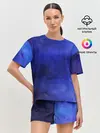 Женская пижама с шортами / Синее размытие