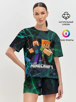 Женская пижама с шортами / Молнии Майнкрафт