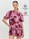 Женская пижама с шортами / newspaper fashion