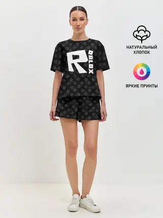 Женская пижама с шортами / РОБЛОКС ПАТТЕРН ЛОГОТИП