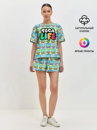 Женская пижама с шортами / Toca Boca logo | Тока Бока Рита
