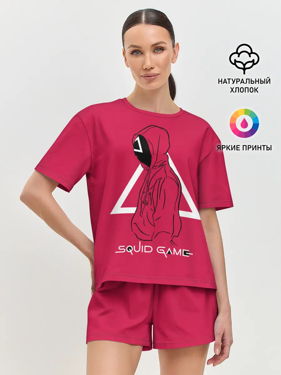 Женская пижама с шортами / Игра в кальмара: стражник треугольник