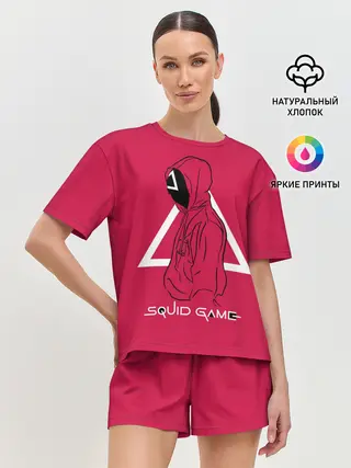 Женская пижама с шортами / Игра в кальмара: стражник треугольник
