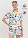 Женская пижама с шортами / Новогодний - Рождественский узор