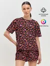 Женская пижама с шортами / ГЕПАРД В ЛИСТВЕ
