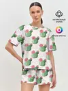 Женская пижама с шортами / Паттерн из кактусов