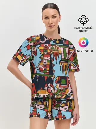 Женская пижама с шортами / Рождество в Праге