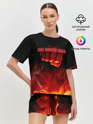Женская пижама с шортами / Кулак One Punch-Man в огне