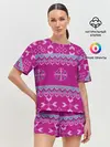 Женская пижама с шортами / Свитер со снежинками.