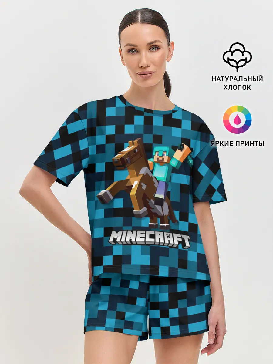 Женская пижама с шортами / Minecraft, Пиксели