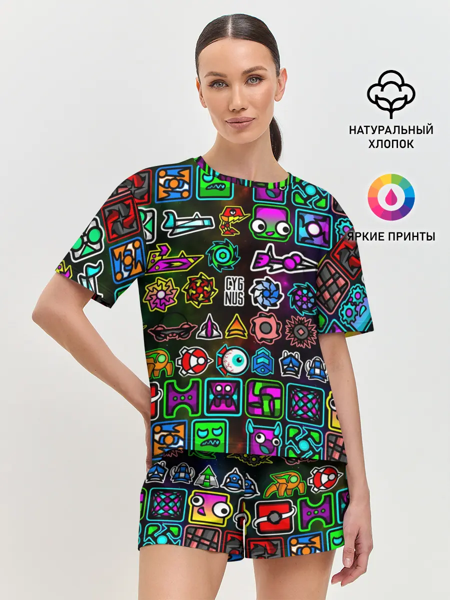 Женская пижама с шортами / GEOMETRY DASH ГЕРОИ