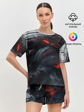 Женская пижама с шортами / ЧЁРНЫЙ СИМБИОТ / ГРАНЖ / BLACK MONSTER
