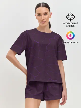 Женская пижама с шортами / Вишневые разломы