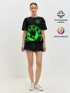 Женская пижама с шортами / SKODA GREEN LOGO BLACK STYLE