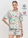 Женская пижама с шортами / Цветущее поле роз
