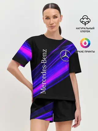 Женская пижама с шортами / MERCEDES-BENZ / МЕРСЕДЕС-БЕНЗ / ПУРПУРНЫЙ