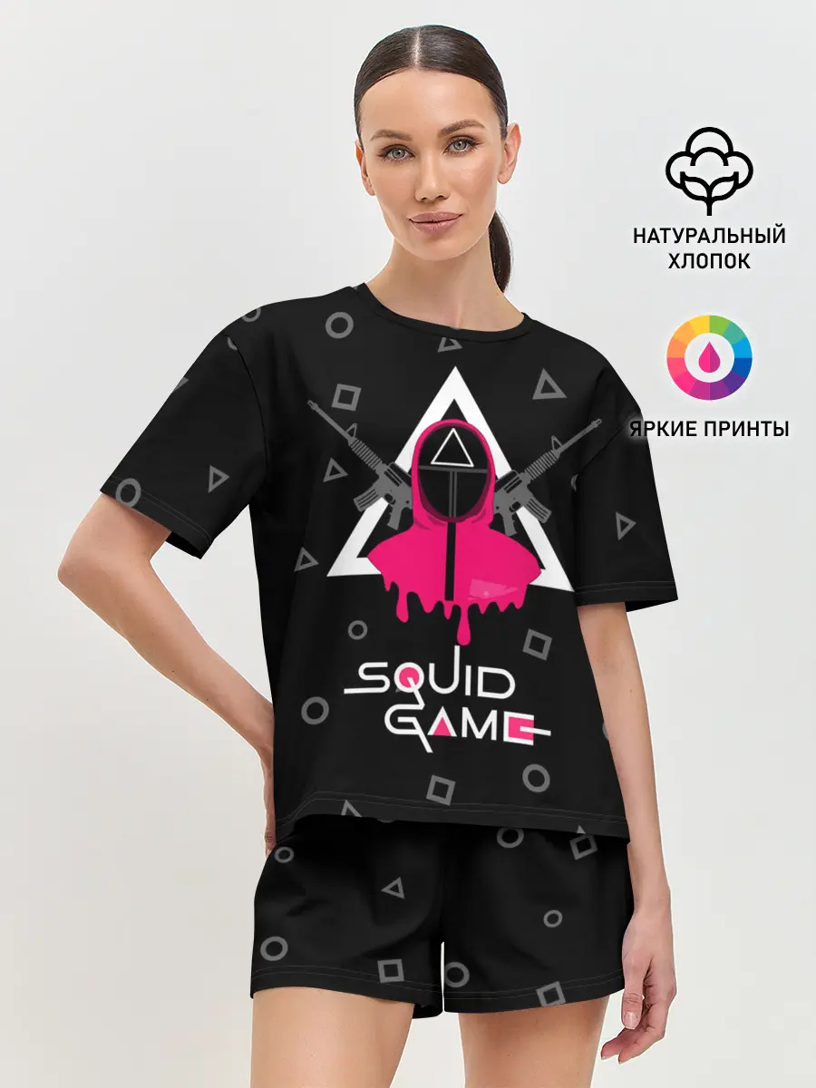 Женская пижама с шортами / Squid game: guard with M-16