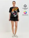Женская пижама с шортами / Тигр, с зелеными глазами