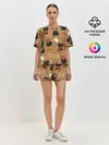 Женская пижама с шортами / Черные новогодние коты