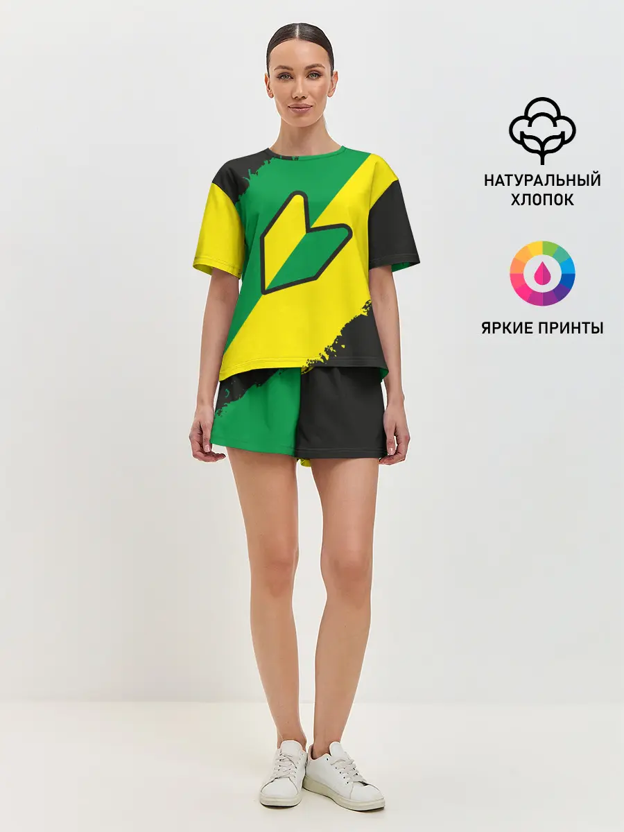 Женская пижама с шортами / JDM GREEN YELLOW LOGO