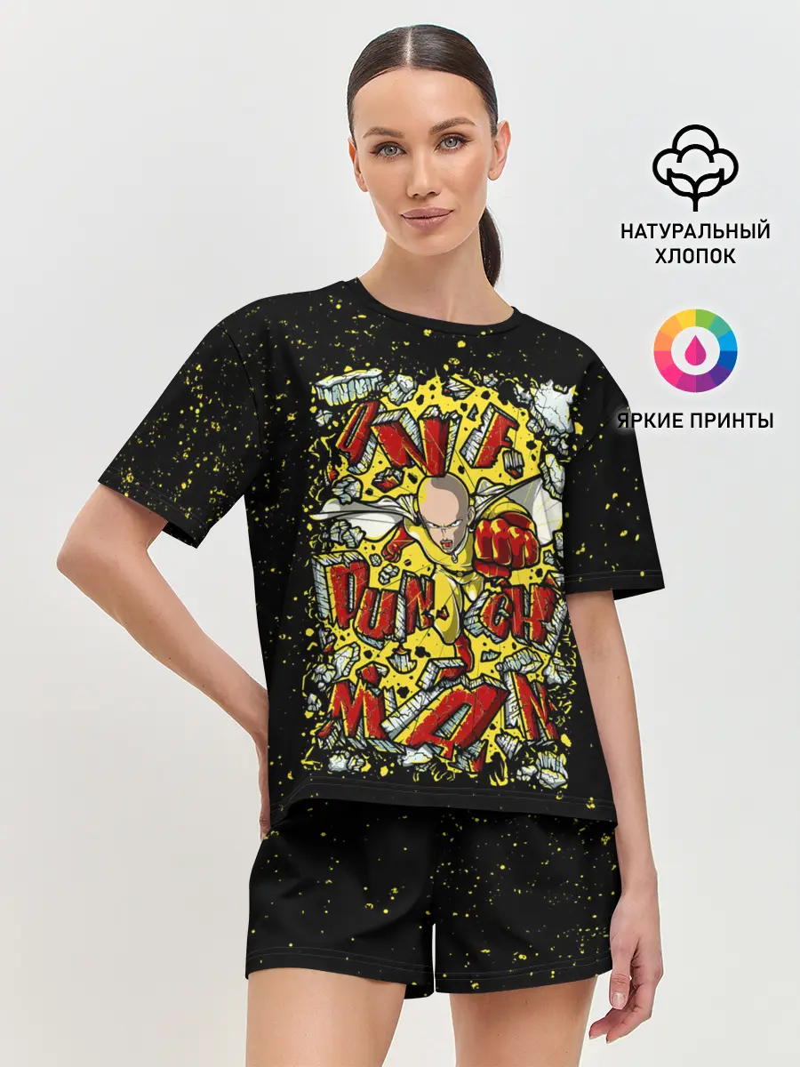 Женская пижама с шортами / Сайта пробивает стену One Punch-Man