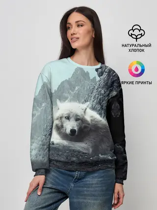 Женский свитшот / Волк в горах