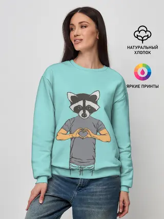 Женский свитшот / Енот Хипстер Love