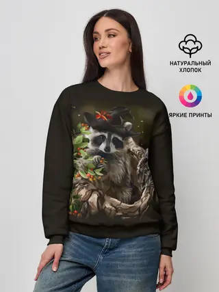 Женский свитшот / Енот и сова