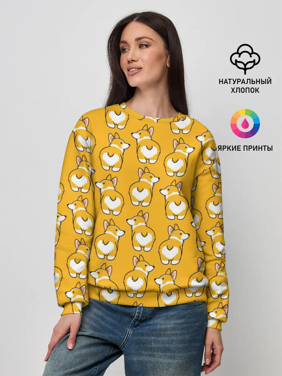 Женский свитшот / Корги Паттерн