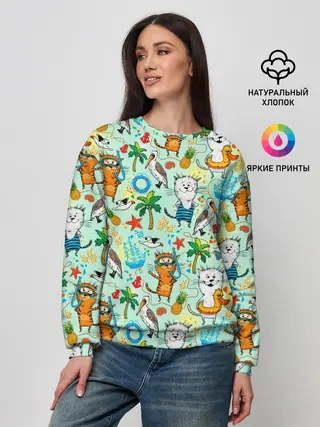 Женский свитшот / Коты на отдыхе