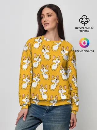 Женский свитшот / Корги Паттерн 2