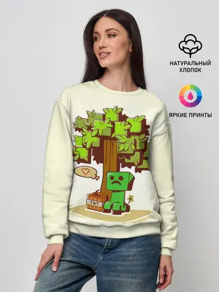 Женский свитшот / Майнкрафт, Крипер