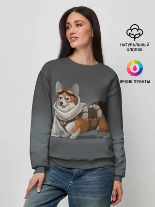 Женский свитшот / КОРГИ ПИЛОТ