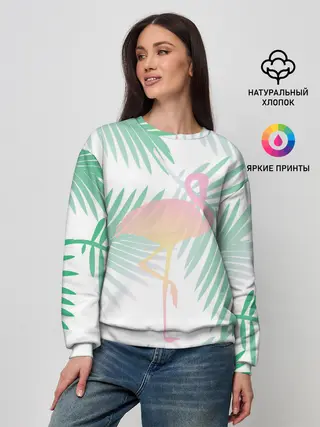 Женский свитшот / Фламинго в джунглях