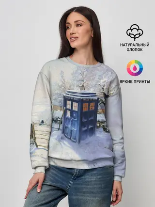 Женский свитшот / ТАРДИС В СНЕГУ