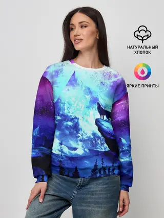Женский свитшот / Ночь Волк Луна