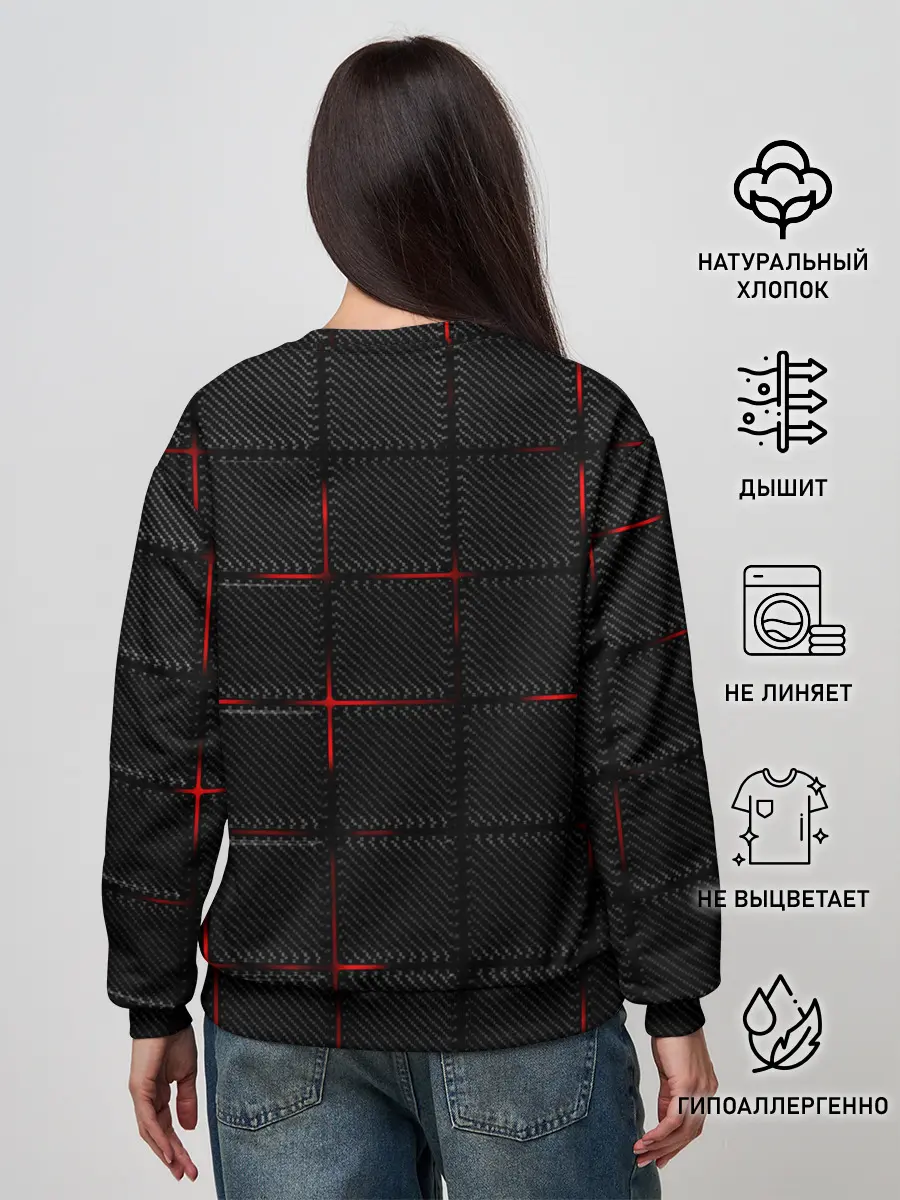 Женский свитшот / 3D Плиты Red & Black