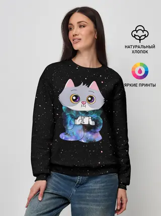 Женский свитшот / Котёнок в пледе