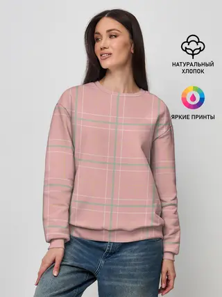 Женский свитшот / Шотландка Розовая