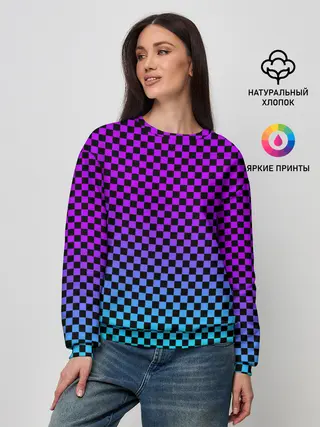 Женский свитшот / НЕОНОВАЯ ШАХМАТКА