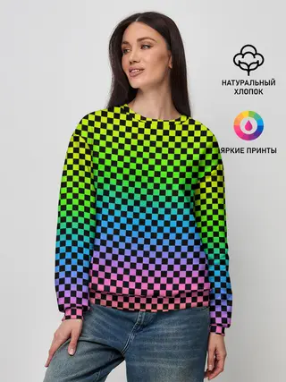 Женский свитшот / РАДУЖНАЯ ШАХМАТКА