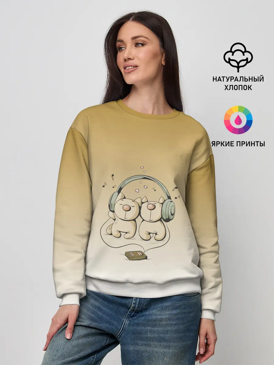Женский свитшот / одни наушники на двоих