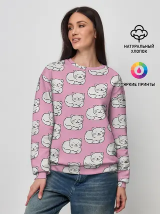 Женский свитшот / Белая кошка