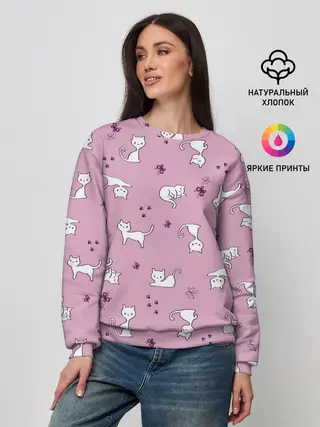 Женский свитшот / Белая кошка