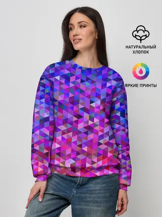 Женский свитшот / Треугольники мозаика пиксели
