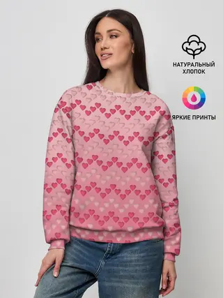 Женский свитшот / узор милые сердца зигзагами