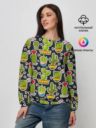 Женский свитшот / Кактусы