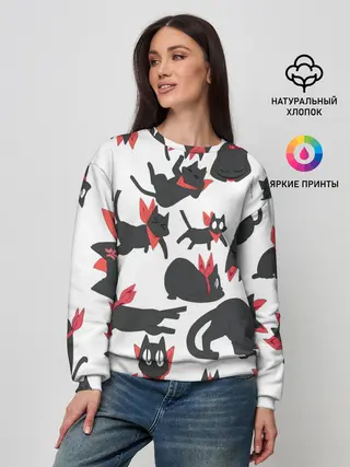 Женский свитшот / Черный котик