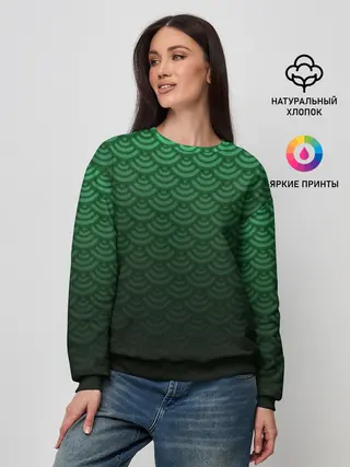 Женский свитшот / Узор зеленая чешуя дракон