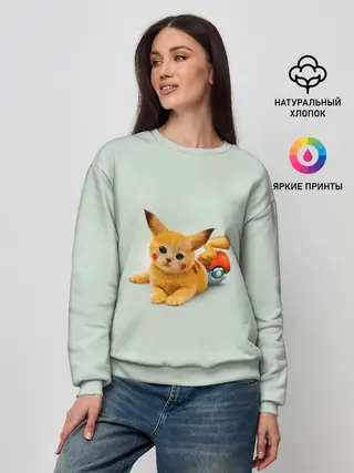Женский свитшот / Котенок покемон пикачу арт
